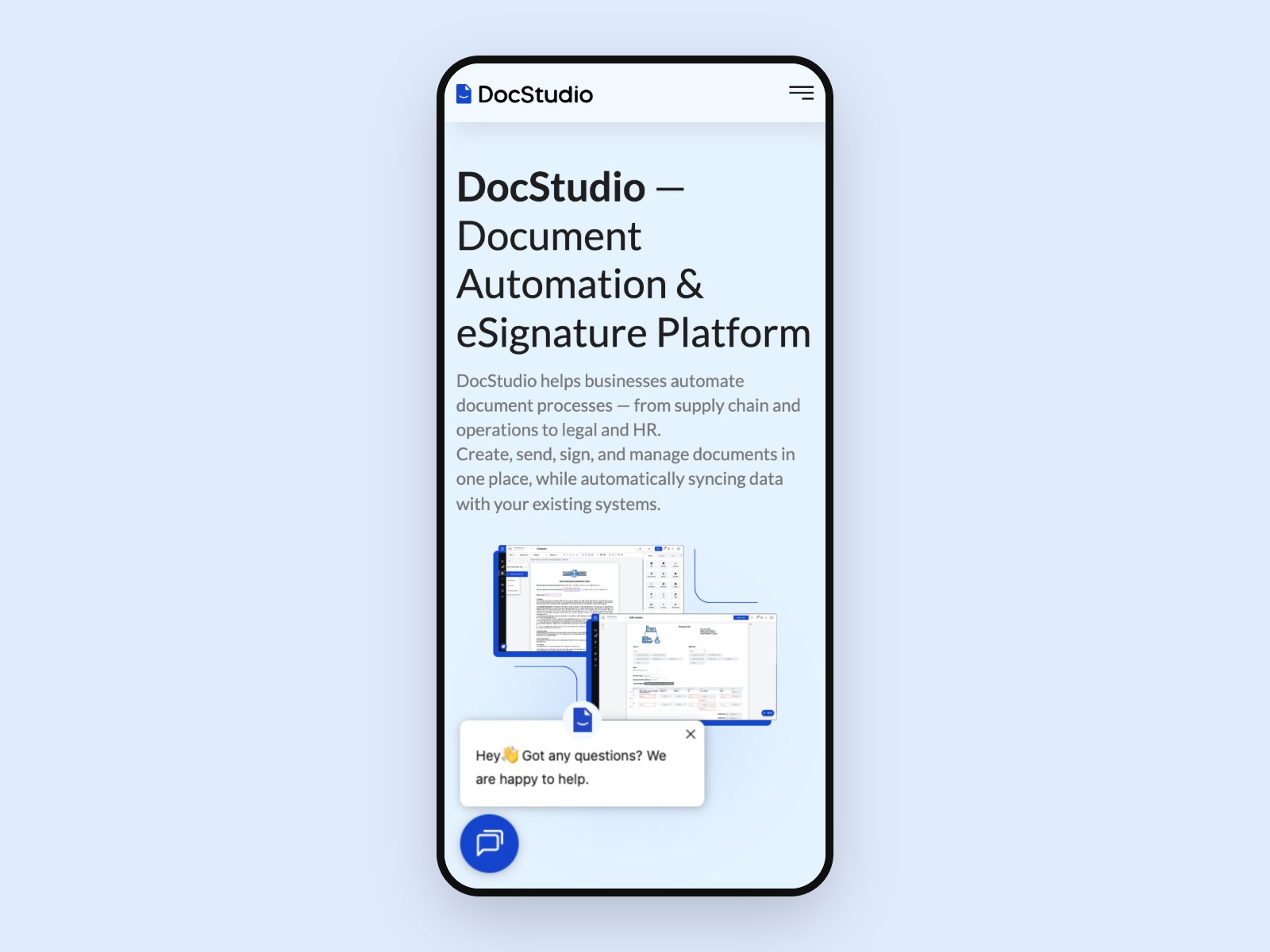 Мобільна версія сайту DocStudio