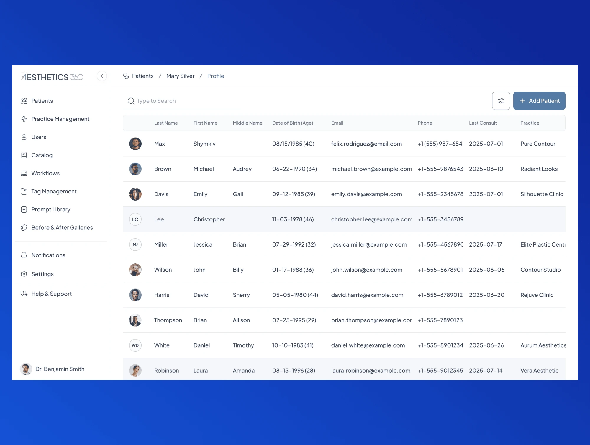 Таблиця пацієнтів у вебплатформі